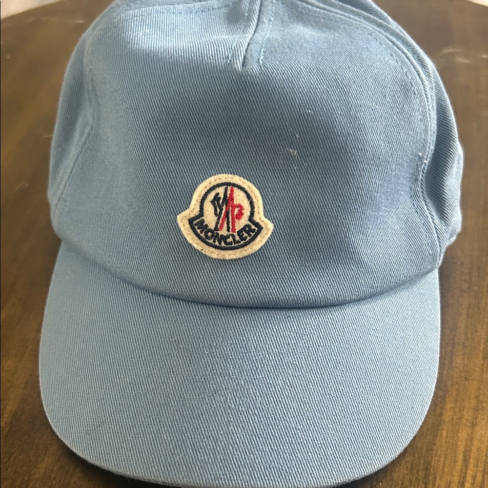 Moncler Light Blue Kids Baseball Cap with Logo Patch